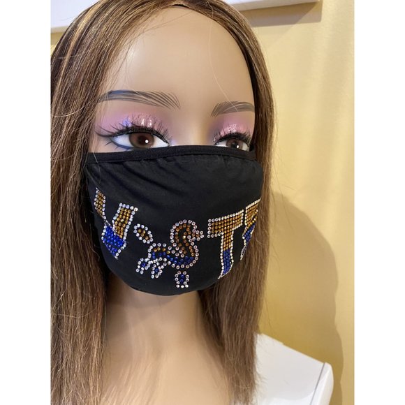 Sigma Gamma Rho SGRho VOTE Rhinestone Bling Face Mask - Picture 7 of 11